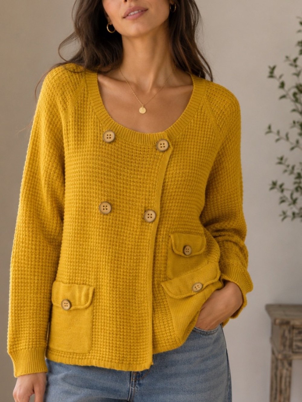 Joans New York chartreuse cardigan